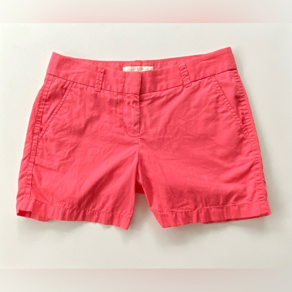 J. Crew Broken-In Cotton Chino Shorts, Chino Shorts, Coral Size: 2